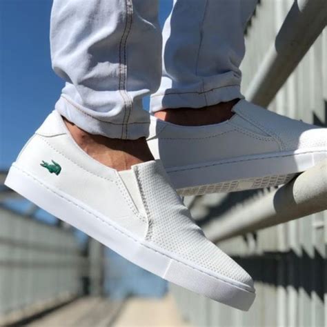 Sapato Lacoste Slip On Branco Primeira Linha Casual Masculino Premium