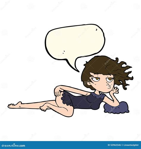 Cartoon Woman In Pose With Speech Bubble Stock Illustration