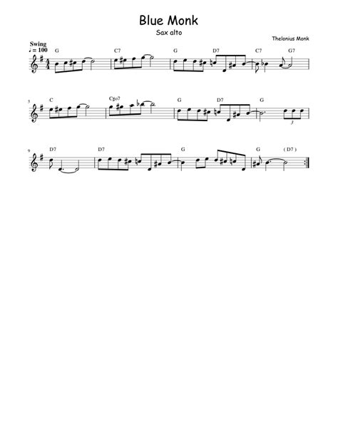 Bluemonksaxaltoebrealbook Sheet Music For Saxophone Alto Solo