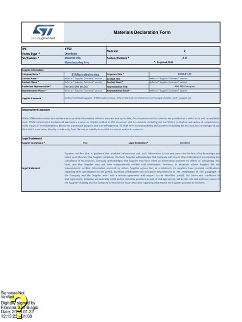 Fillable Online Material Composition Declaration Ipc Fill And