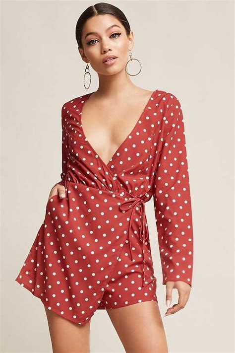 Polka Dot Surplice Romper Forever 21