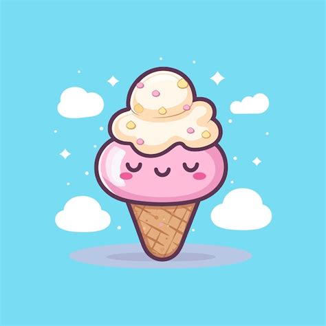 Premium Vector Cute Kawaii Icecream Funny Cartoon Character