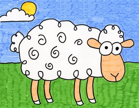 Easy How To Draw A Cartoon Sheep Tutorial And Sheep Coloring Page