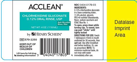 Acclean Chlorhexidine Gluconate Oral Rinse Henry Schein Inc