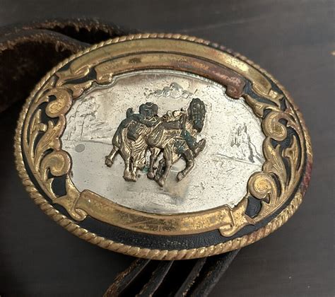 Vintage German Silver By Tony Lama Belt Buckle Wester Gem