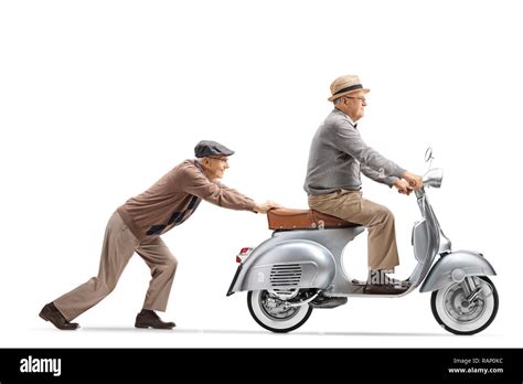 Man Pushing Scooter Cut Out Stock Images And Pictures Alamy