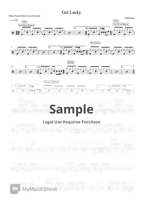 Daft Punk Get Lucky Sheets By Drum Transcription Leo Alvarado