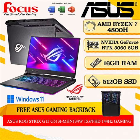 Asus Rog Strix G15 G513i Mhn134w Gaming Laptop R7 4800h16gb512gb Ssd