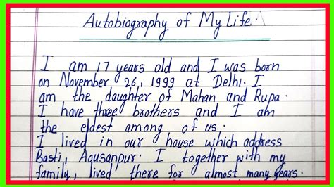 My Autobiography In English Autobiography Of My Life In English Youtube