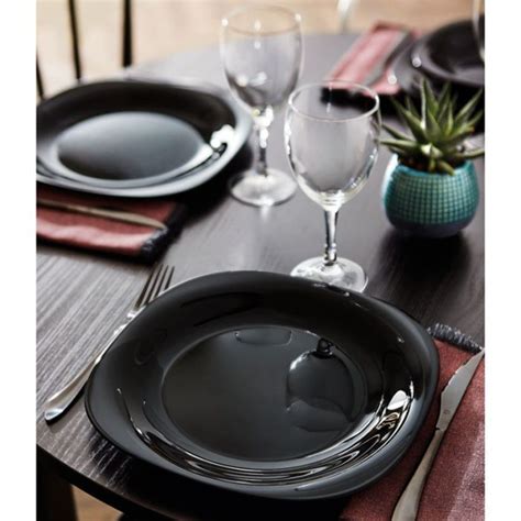 Lot De Assiettes Plates Luminarc Carine Cm Noir