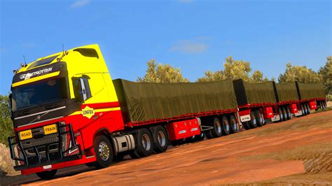 Australian Linfox Volvo FH16 Globetrotter ABB Quad Road Train R Trucksim