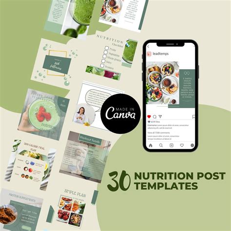 30 Nutrition Templates For Social Media Canva Instagram And Etsy