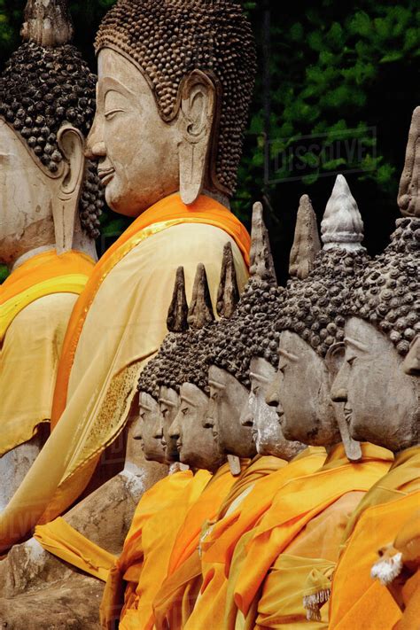 Row Of Buddha Statues Wat Yai Chaya Mongkol Or The Great Temple Of