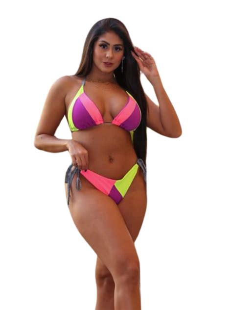 Biquíni feminino color neon c bojo moda praia blogueira primavera verão