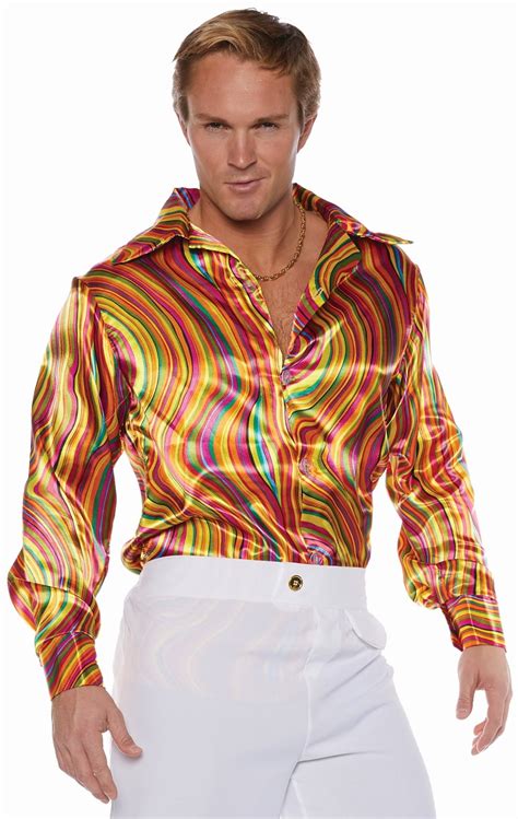 Disco Mens Adult Multi Colored Swirl S Costume Accessory Shirt Xl