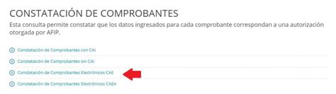 Constatación de comprobantes con CAE AFIP