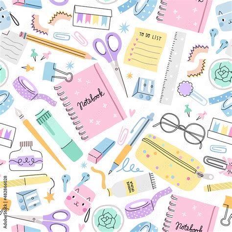 Stationery vector seamless pattern. School background texture Stock ...