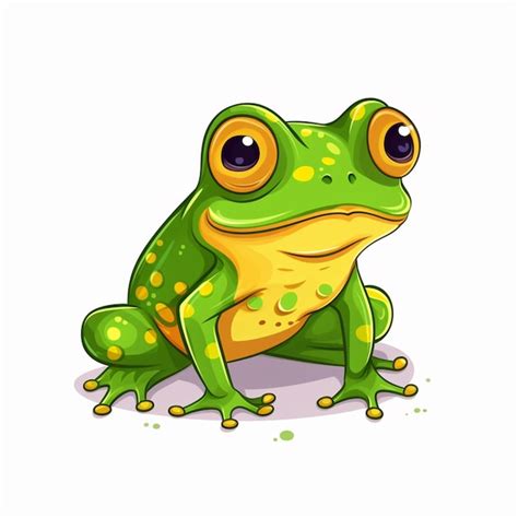 Premium Vector Cute Cartoon Green Frog Isolated On White Background