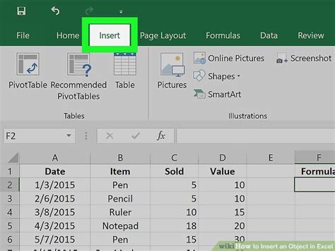 How To Insert An Object In Excel Steps With Pictures