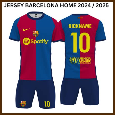 Jual Jersey Baju Bola Barcelona Home 2024 2025 Free Custom Nama Dan