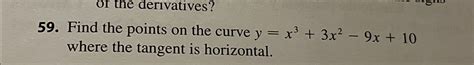 Solved Find The Points On The Curve Y X3 3x2 9x 10 ﻿where