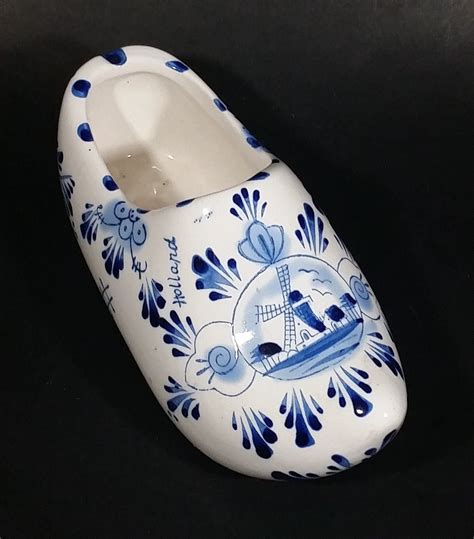 Delft Blue Holland Hand Painted Dutch Windmill Decor Ceramic Clog Shoe