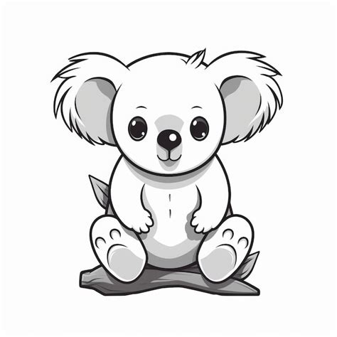 Cute Koala Bear Vector Illustration In Monochromatic Style Premium Ai