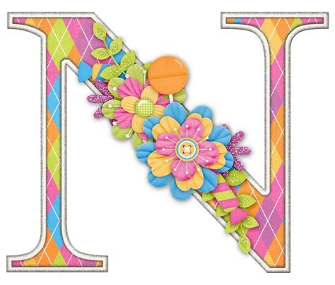 ALFABETO COLORES Y FLORES N Alphabet Letters Design Lettering