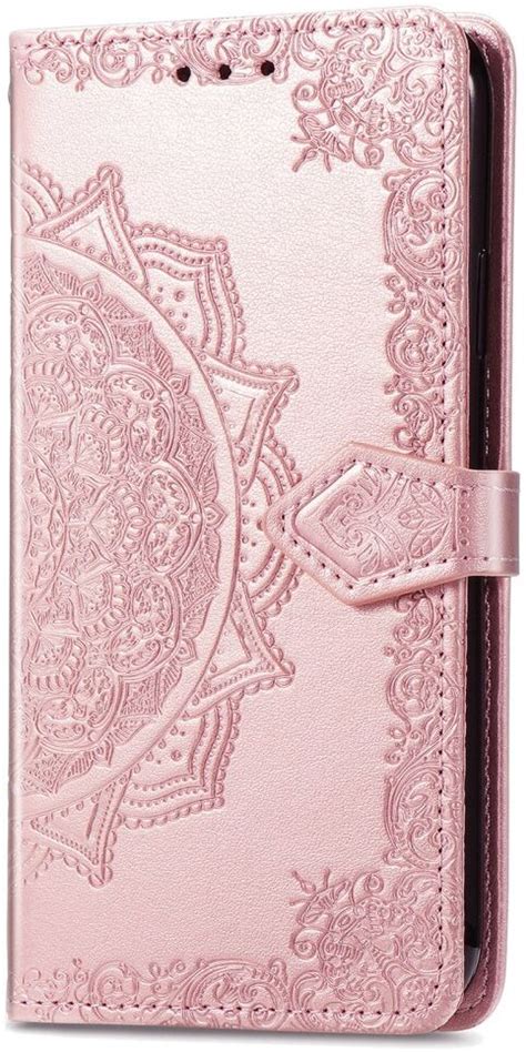 Xiaomi Redmi 12C Hoesje Mandala Book Case Met Pasjeshouder Roze Goud