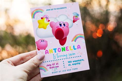 Kirby Birthday Invitation Kirby Birthday Party Invite Printable