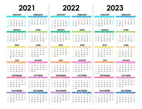 Calendario 2021 2022 2023