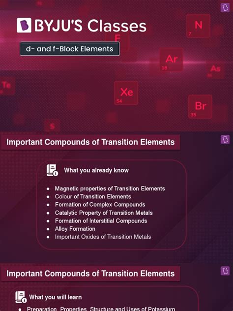 Important Compounds of Transition Elements | PDF