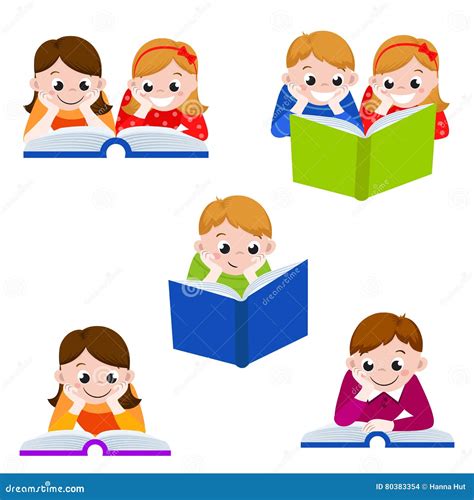 Cute Children Reading Books. Icon for Education Stock Vector ...