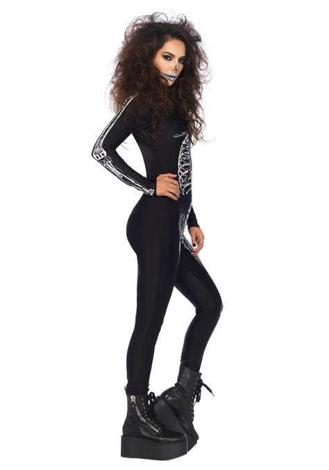 Disfraz De Catsuit De Esqueleto De Rayos X Para Mujeres Multicolor