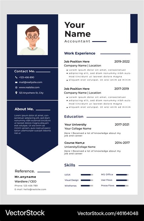 Simple Professional Cv And Resume Template Vector Image