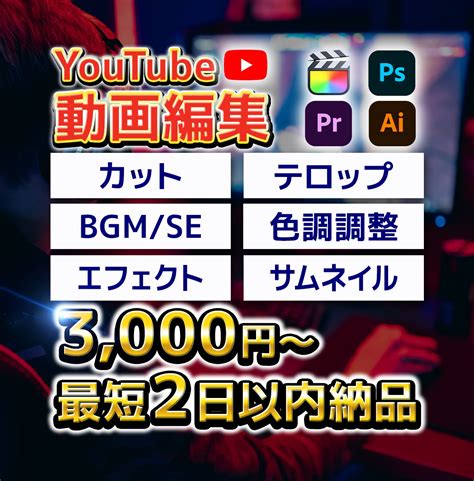 Youtubeの動画編集やサムネイル制作します 高品質な動画編集を最安値で承ります！ 動画編集 ココナラ