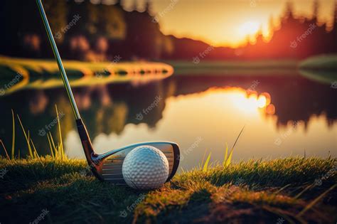 Premium Photo Golf Ball And Golf Club In Beautiful Golf Course At