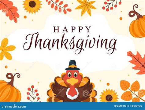 Happy Thanksgiving Celebration Template Hand Drawn Cartoon Flat