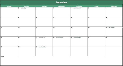 Editable Calendar Excel