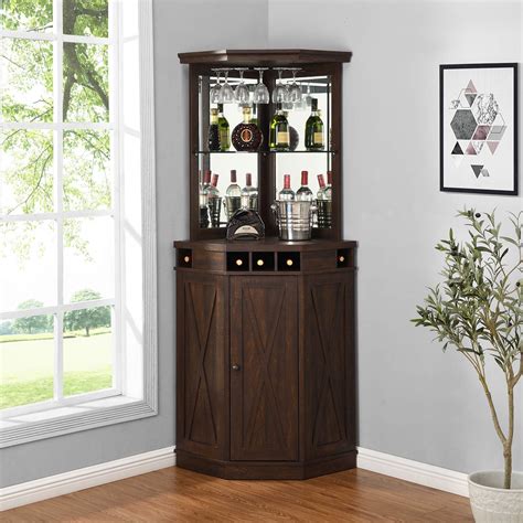 Buy Home Source Mahogany Corner Bar Unit With Built In Wine Rack And