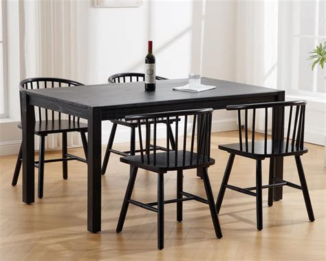 Amazon Cimota Black Wooden Windsor Dining Chairs Set Of