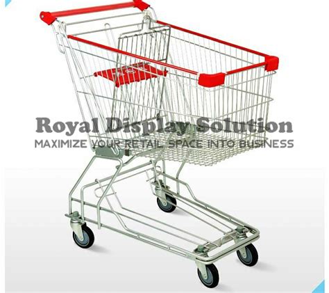 Four Wheel Stainless Steel Shopping Trolley For Supermarket Load