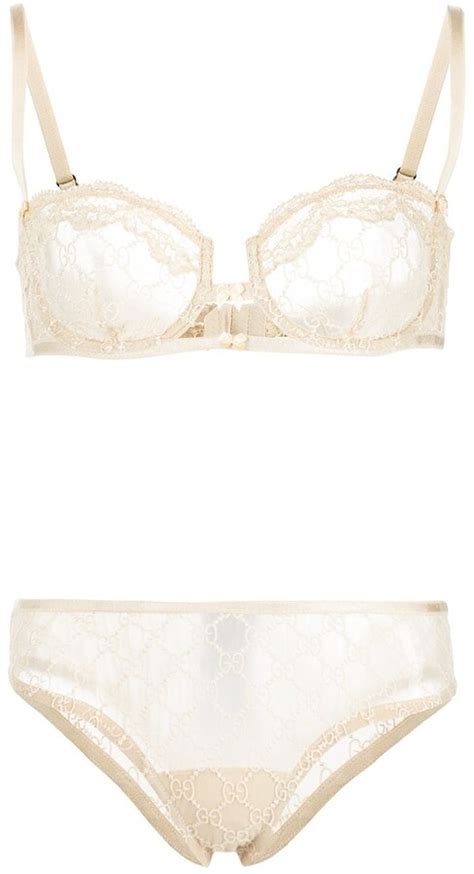 Gucci Gg Embroidered Lingerie Set Shopstyle Bras