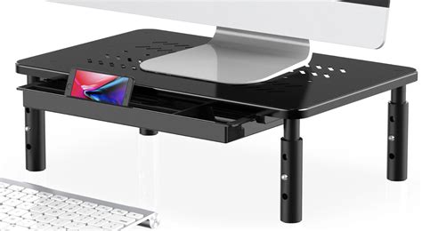 Fenge Monitor Stand With Drawer Adjustable Computer Monitor Riser