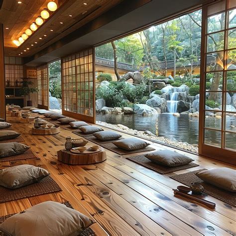 Sala De T Japonesa Tradicional Con Piso De Tatami Y Pantallas Shoji