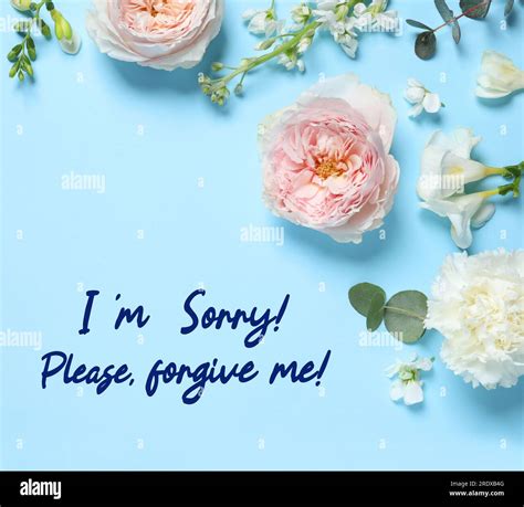 Apology Card Design With Flowers And Text Im Sorry Please Forgive Me