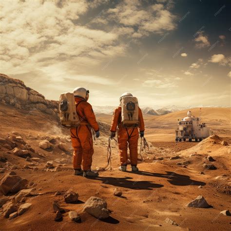 Premium Ai Image Humans On Mars Fascinating Concept Of Interplanetary