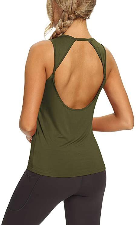 Mippo Workout Tops For Women Open Back Yoga Shirts Tank Tops Athletic