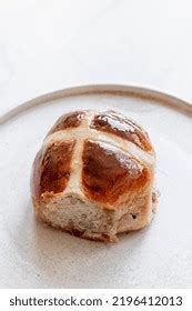 Hot Cross Bun On Ceramic Plate Stock Photo 2196412013 Shutterstock