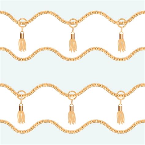 Premium Vector Gold Chains With Tassels Seamless Pattern